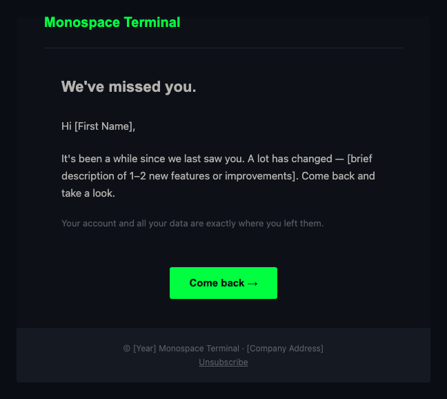 Monospace Terminal re engagement