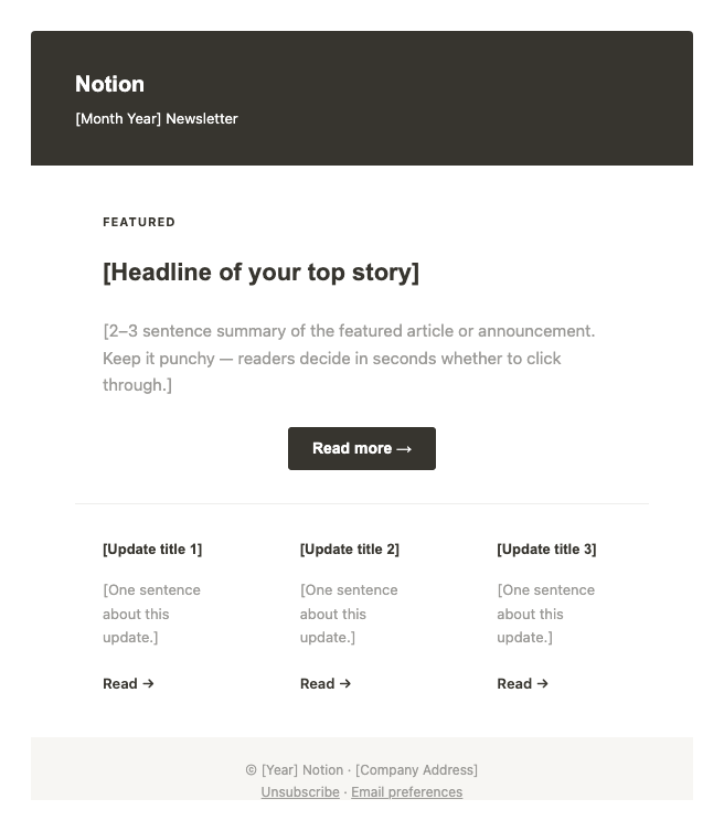 Notion newsletter