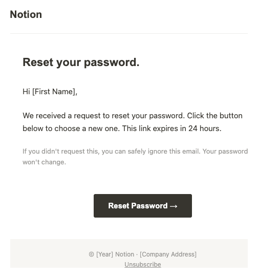 Notion password reset