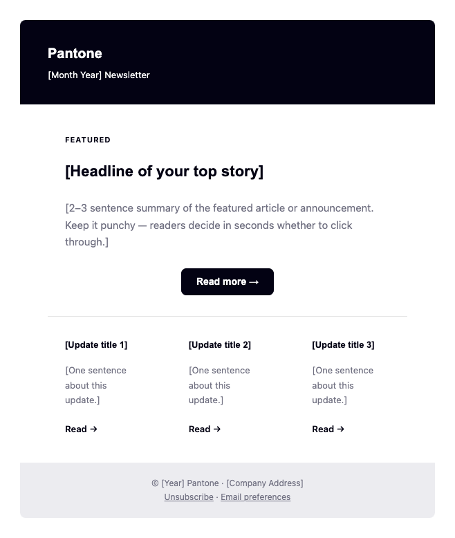 Pantone newsletter