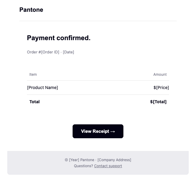 Pantone receipt