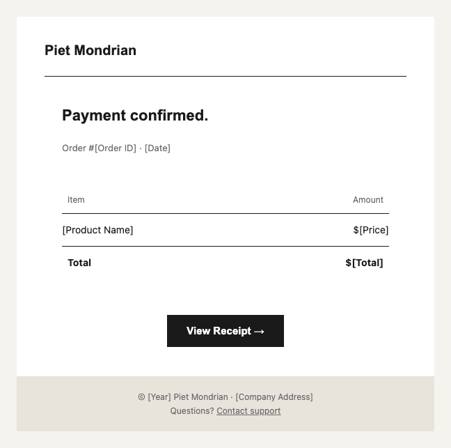 Piet Mondrian receipt