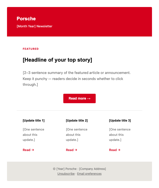 Porsche newsletter