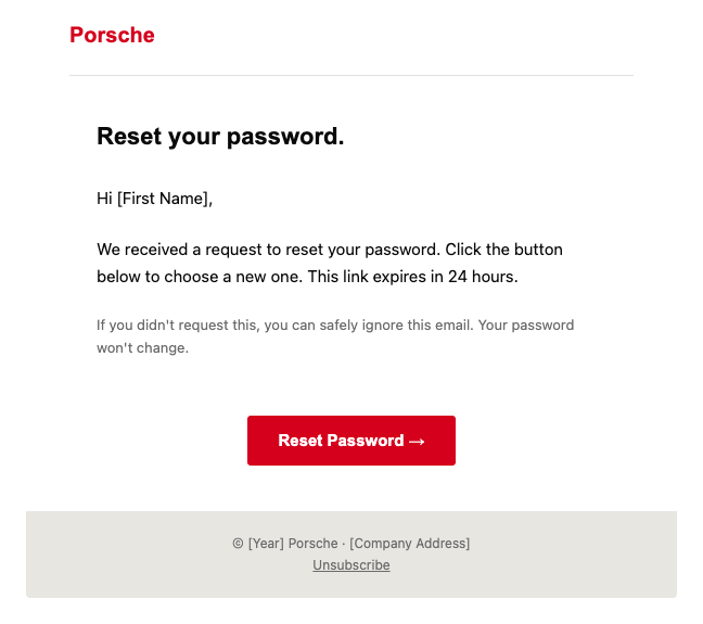 Porsche password reset