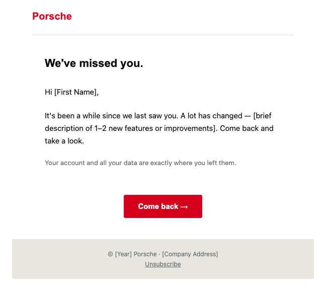 Porsche re engagement