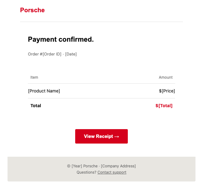 Porsche receipt