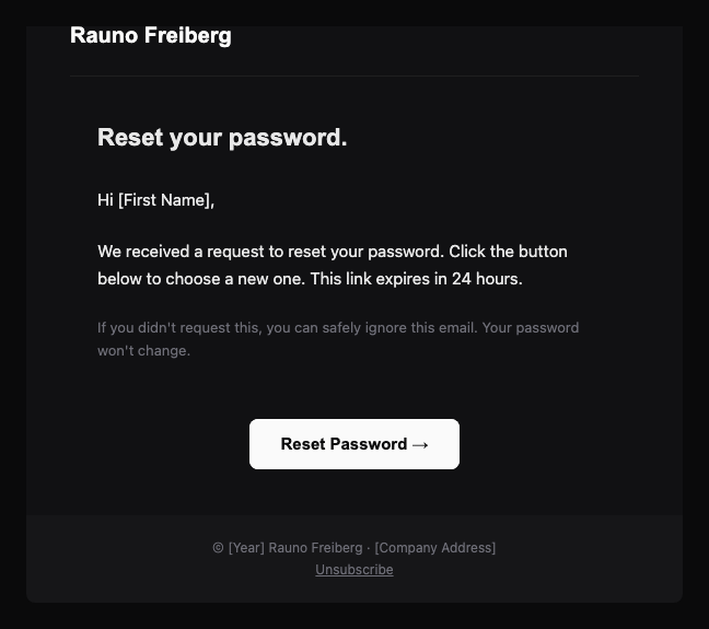 Rauno Freiberg password reset