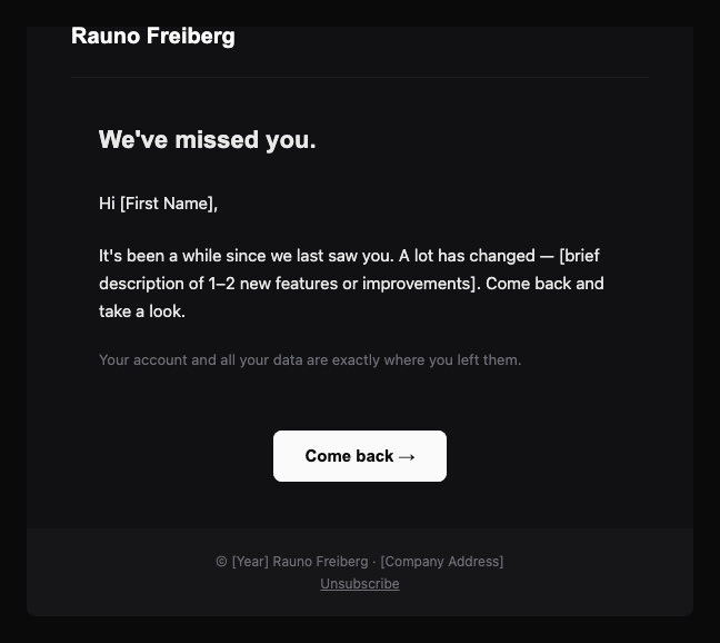 Rauno Freiberg re engagement