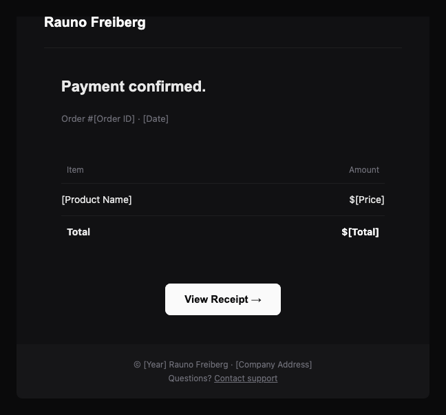Rauno Freiberg receipt
