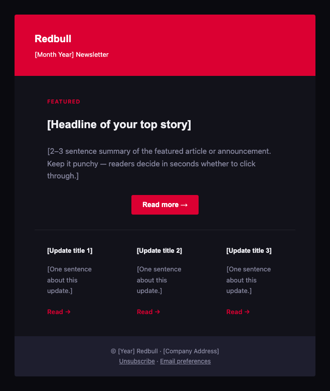 Red Bull newsletter