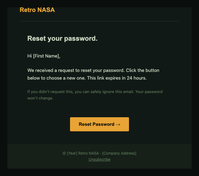 Retro NASA password reset