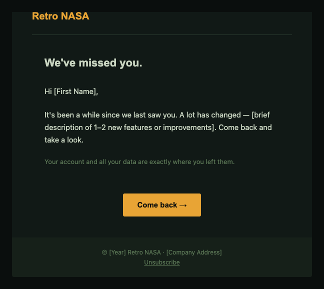 Retro NASA re engagement
