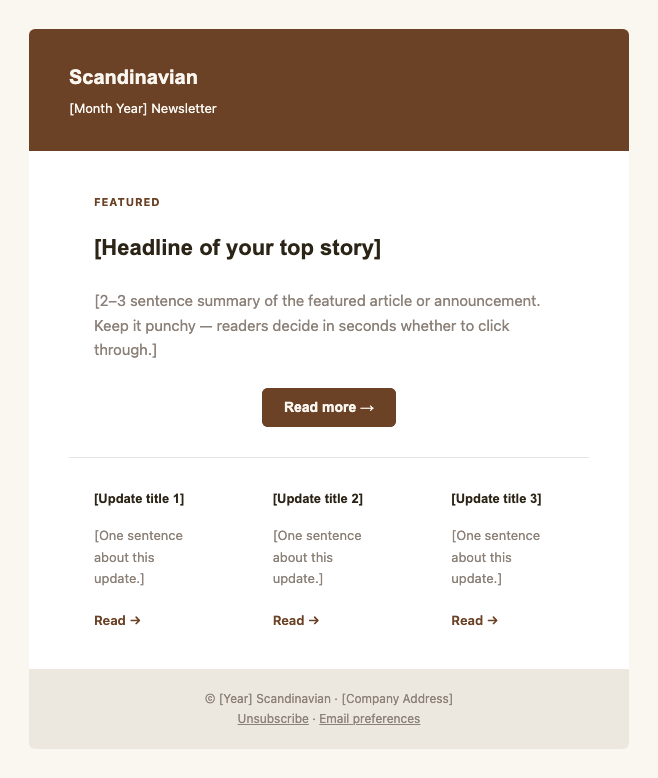 Scandinavian newsletter