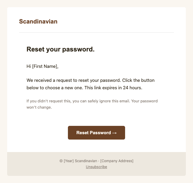 Scandinavian password reset