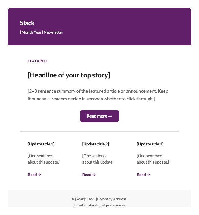 Slack newsletter