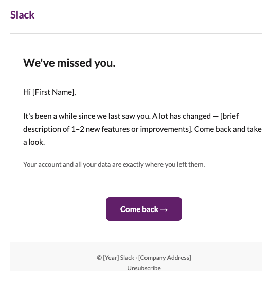 Slack re engagement