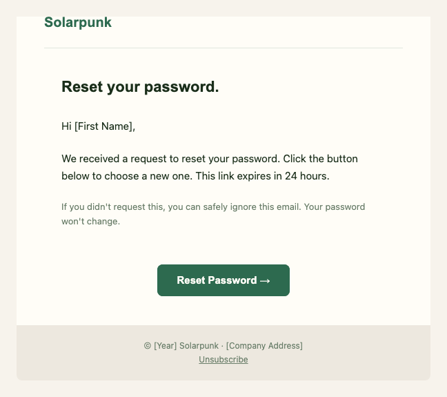 Solarpunk password reset