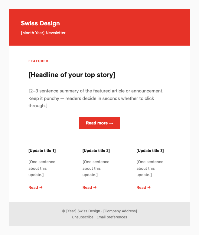 Swiss Design newsletter