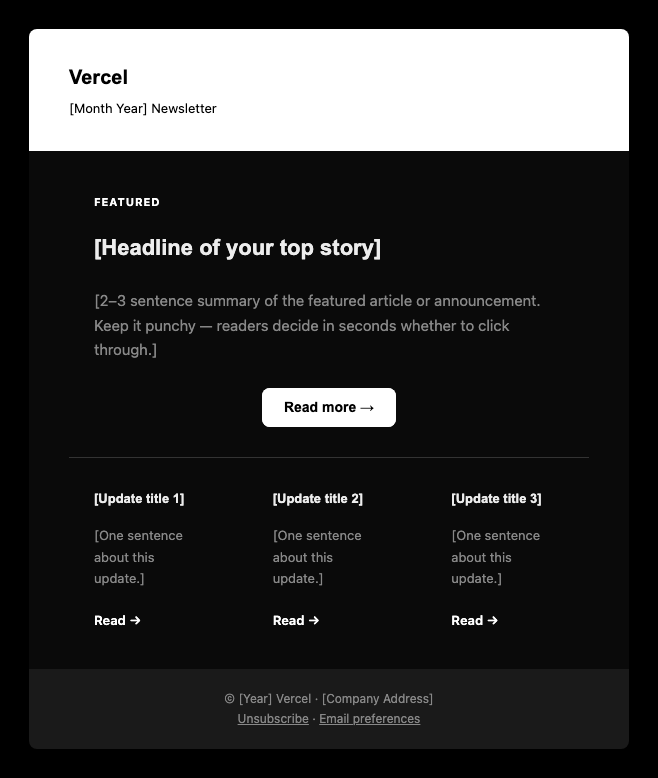 Vercel newsletter