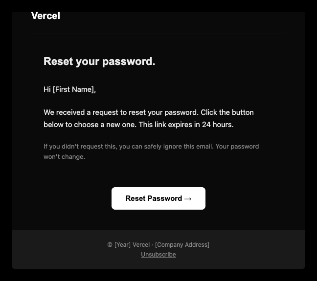 Vercel password reset