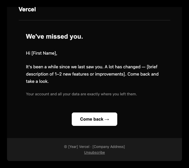Vercel re engagement